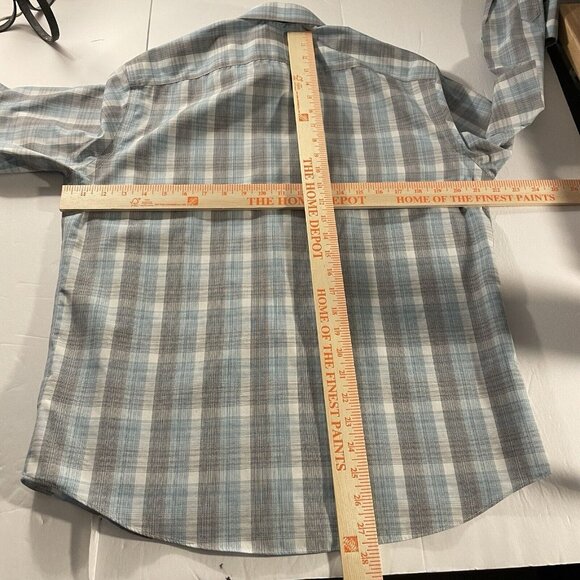 UNTUCKit Mens Shirt Medium COLLINS WF Button Up BLUE GRAY Plaid Long Sleeve - Picture 4 of 10